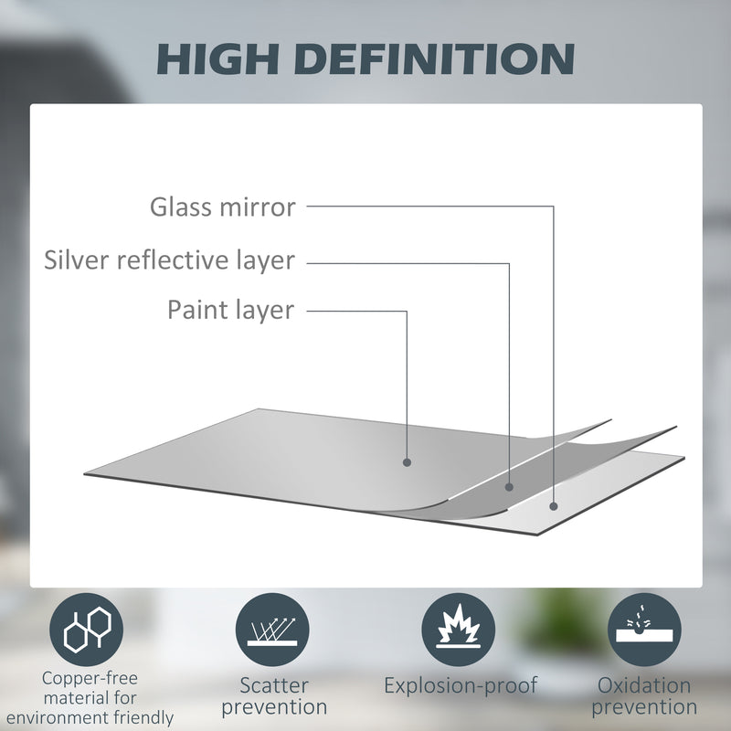 kleankin LED Dimming Lighted Bathroom Mirror with Smart Touch, Anti-Fog, 60cm