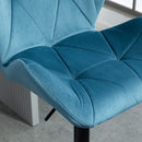 HOMCOM Set Of 2 Luxurious Velvet-Touch Bar Stools Metal Frame Footrest Blue