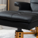 HOMCOM Recliner Chair and Footstool PU Leather Wooden Base Black