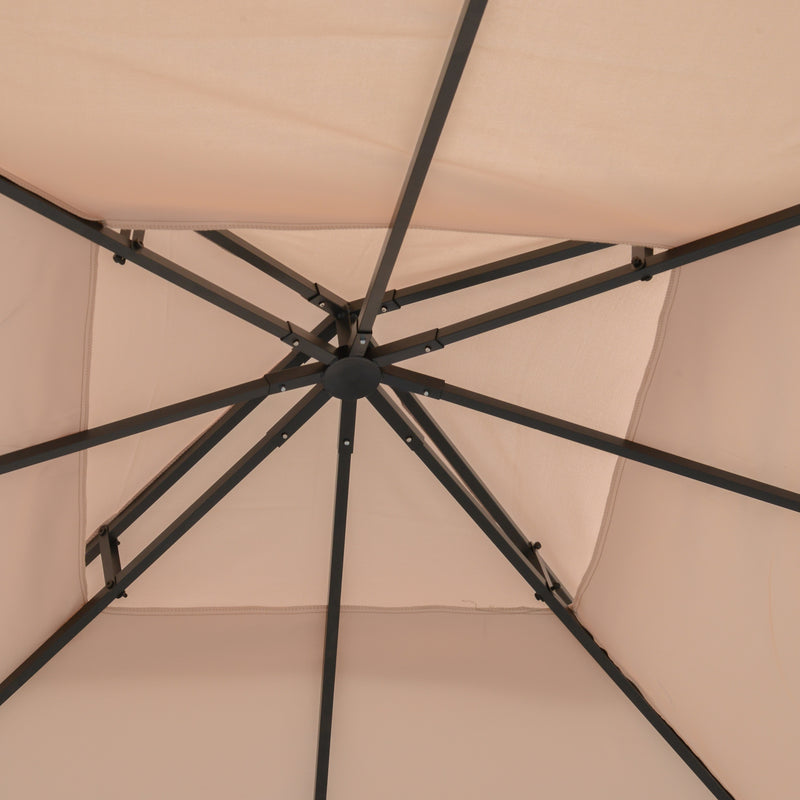 Outsunny 3(m) 2 Tier Garden Gazebo Top Cover Replacement Canopy Roof Deep Beige