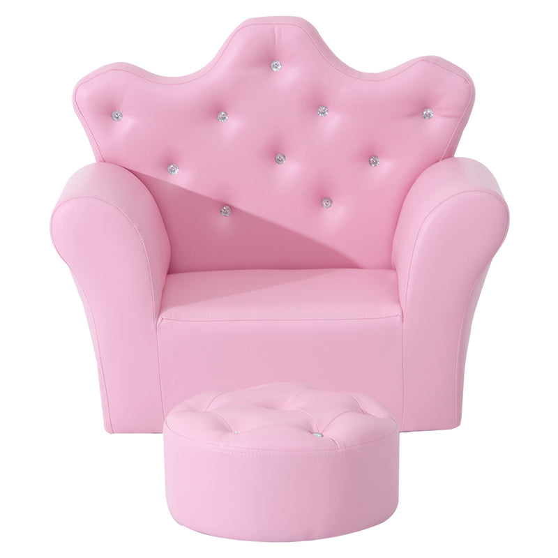HOMCOM 2 PCS Kids Sofa and Ottoman Child Size Armchair for Girls Age 3 -5 Pink