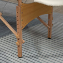 HOMCOM Wooden Folding Spa Beauty Massage Table w/ 2 Sections, Carry Bag, Cream