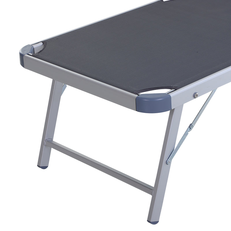 Outsunny Outdoor Lounger Fold 165° Reclining Chair w/ Adjustable Canopy Grey