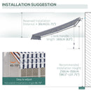 Outsunny Garden Sun Shade Canopy Retractable Awning, 3 x 2.5m, Blue and White