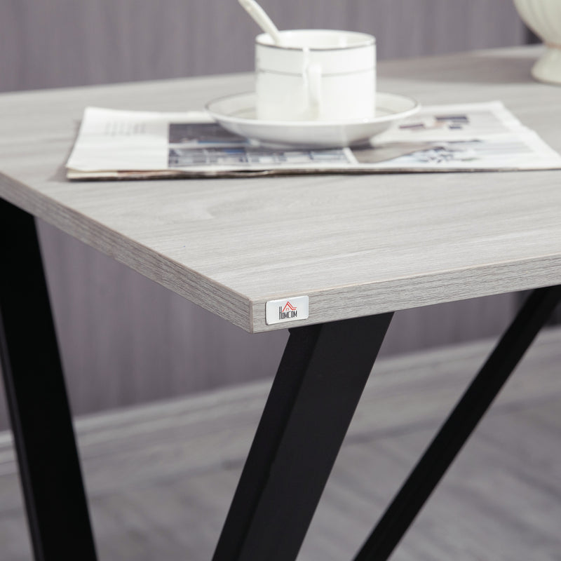HOMCOM 120 cm Rectangular Breakfast Bar Table for 4 People, Steel Legs, White