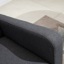 HOMCOM Linen Modern-Curved 2-Seat Sofa Loveseat w/ Thick Cushion Wood Legs Grey