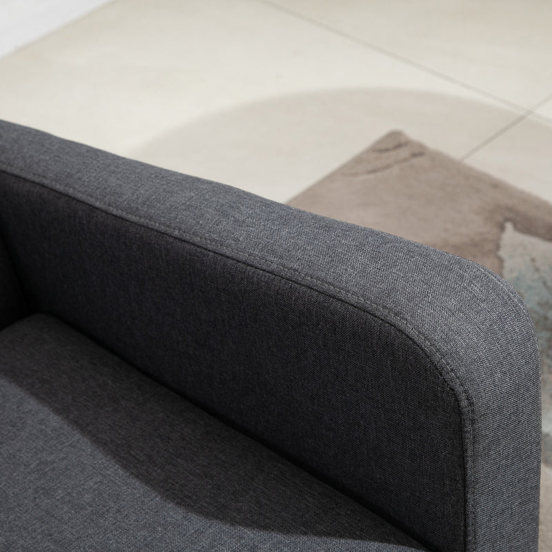 HOMCOM Linen Modern-Curved 2-Seat Sofa Loveseat w/ Thick Cushion Wood Legs Grey
