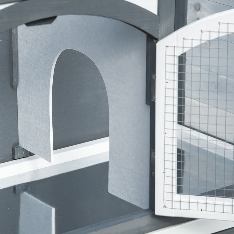 Pawhut Rabbit Hutch   Grey, Black, White