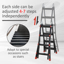 HOMCOM 4M Aluminium Duo Ladder Telescopic Herringbone Multi-Purpose DIY Non-Slip
