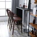 HOMCOM Luxury Bar Stools Set of 2 with Back, PU Leather Upholstery, Brown