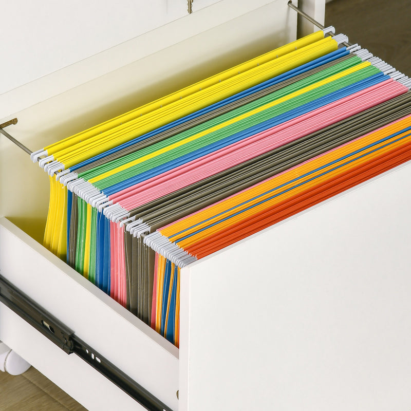Vinsetto Mobile Filing Cabinet Lockable File Cabinet A4 Size W/ 2 Drawers White