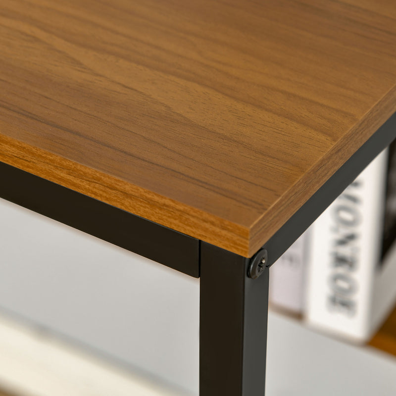 HOMCOM Industrial Computer Desk w/ Storage, Home Writing Table, Walnut Brown