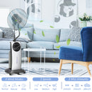 HOMCOM Pedestal Fan With Water Mist Spray Standing Fan W/ 3.1L Water Tank Black