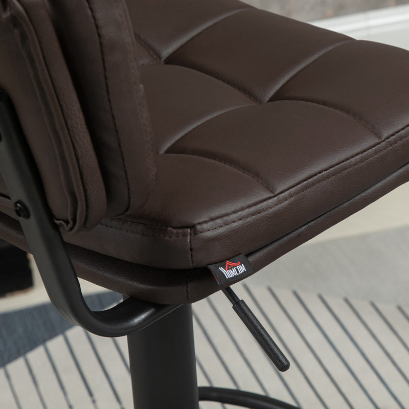 HOMCOM Swivel Bar Stools Set Of 2 PU Leather for Home Kitchen Counter Brown