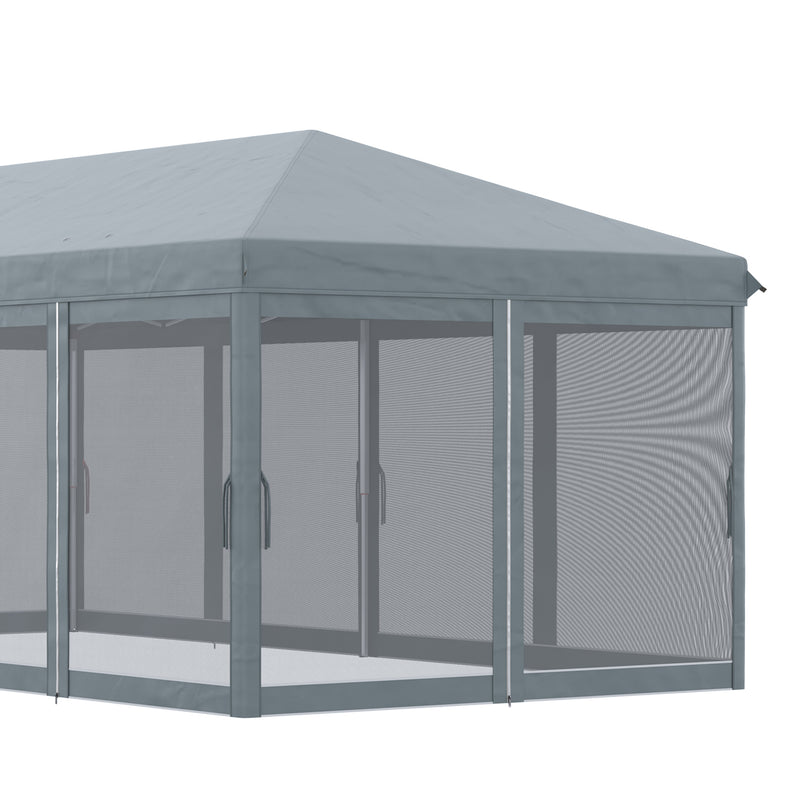 Outsunny 6 x 3m Pop Up Party Tent Canopy with 6 Removable Sidewalls Grey