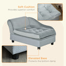 PawHut Pet Sofa Dog Chair Cat Couch w/ Storage, Cushion - Light Grey
