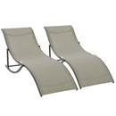 Outsunny Set of 2 Zero Gravity Lounge Chair Recliners Sun Lounger Khaki