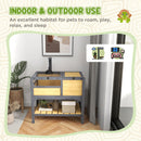 PawHut Wooden Tortoise House w/ Run, Shelter, Shelf, Lamp Holder