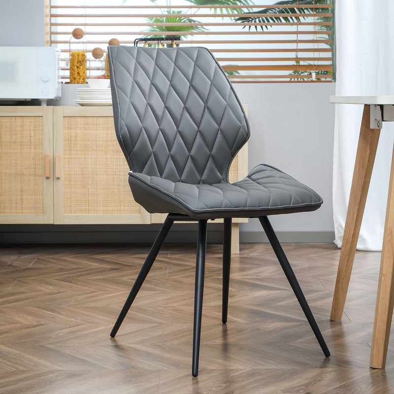 HOMCOM Mid-Century Dining Chairs Set of 2, Upholstered Accent Chairs, Grey