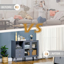 HOMCOM Modern Sideboard, Glass Door Buffet Cabinet with 2 Drawers, Grey