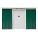 Outsunny 9 x 4FT Outdoor Metal Frame Garden Storage Shed w/ 2 Door, Dark Green