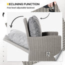 Outsunny 5 PCs Outdoor Rattan Lounge Sofa Footstool Cooler Bar Coffee Table Set