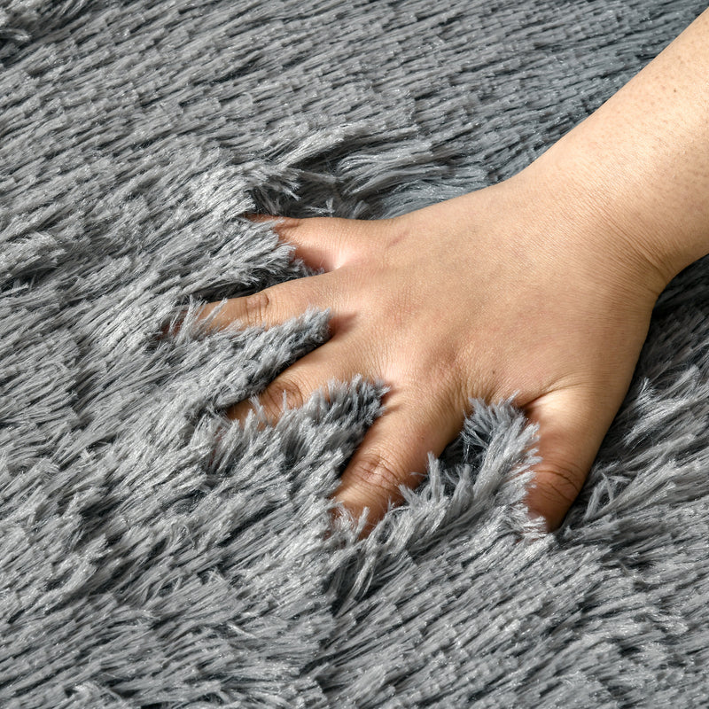 HOMCOM Grey Fluffy Area Rug Shaggy Carpet for Living Room, Bedroom, 120x200cm