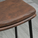 HOMCOM Breakfast Bar Stools Set of 2 Upholstered Barstools w/ Curved Seat Brown