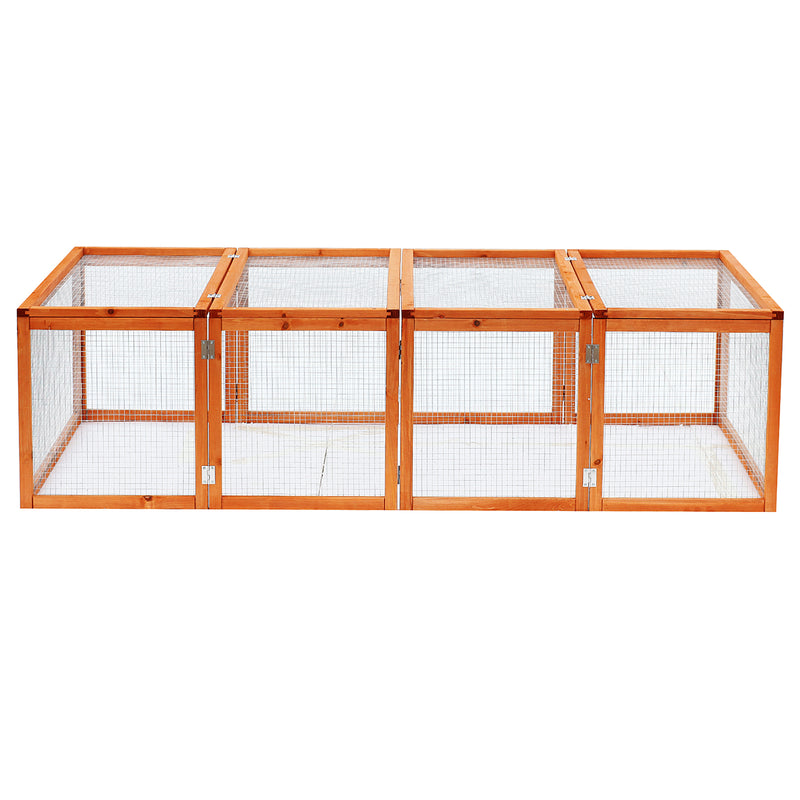 PawHut Wooden Rabbit Hutch Cage House w/ Mesh Wire Safety for Outdoor Garden