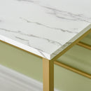 HOMCOM Dressing Table Vanity Makeup Desk W/ Faux Marble and Steel Frame White