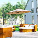 Outsunny 3(m) LED Cantilever Parasol Outdoor with Base Solar Lights Brown