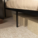 HOMCOM Double Bed Frame Steel Bed Base with Headboard 145 x 199cm Brown