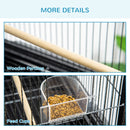 PawHut Rolling Bird Cage w/ Detachable stand Storage Shelf  Wood Perch Food Cup