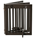 PawHut Pet Gate 4 Panel Wooden Dog Barrier Folding Fence w/ Support Feet