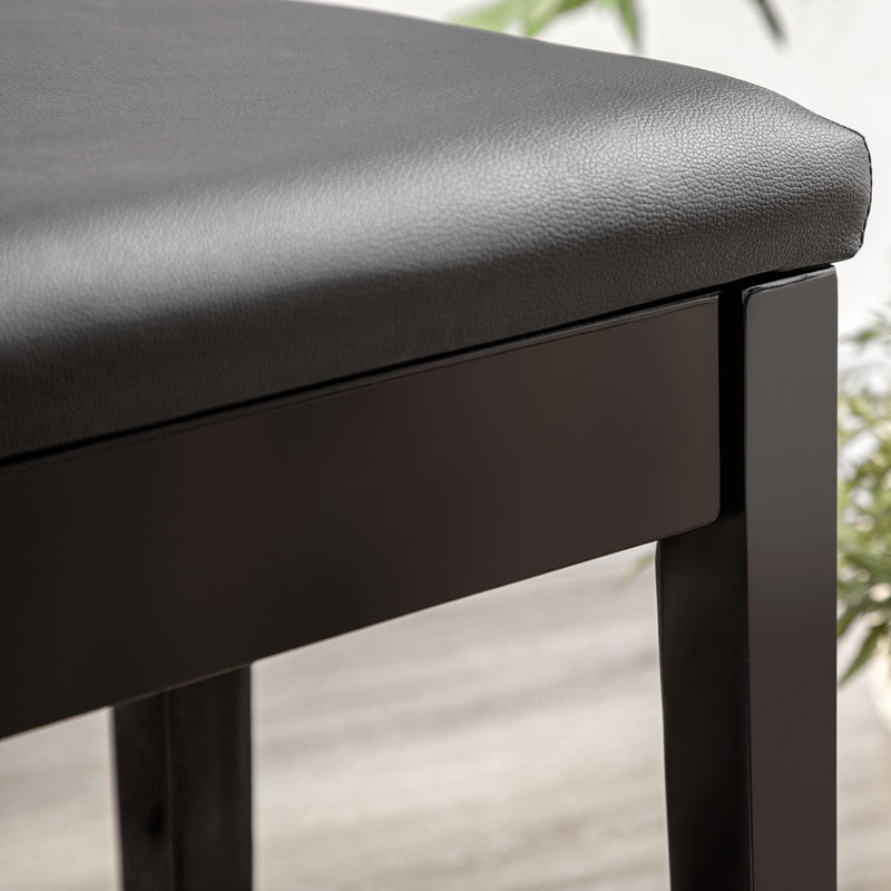 HOMCOM Classic Piano Bench Stool, PU Leather Padded Keyboard Seat Black