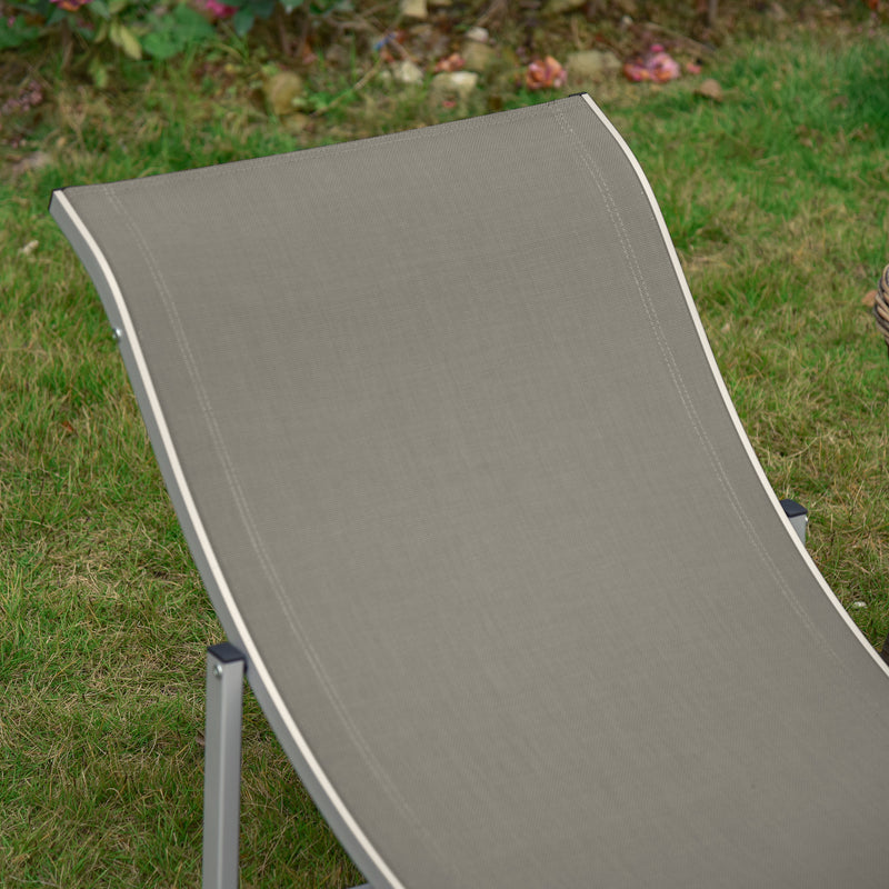 Outsunny Set of 2 Zero Gravity Lounge Chair Recliners Sun Lounger Light Grey