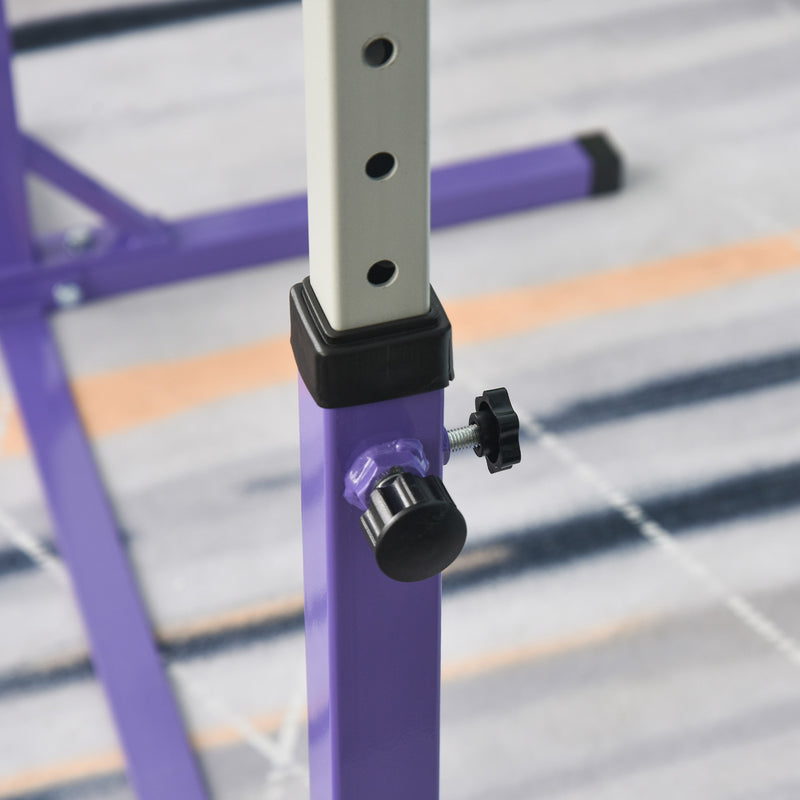 HOMCOM Adjustable Kids Gymnastics Bar Horizontal Training Steel Frame Purple