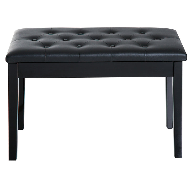 HOMCOM Classic Piano Bench Padded Seat Makeup Stool Solid Wood Wooden Black