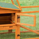 PawHut Rabbit Hutch and Run Outdoor w/ Sliding Tray Hay Rack Ramp, 156x58x68 cm