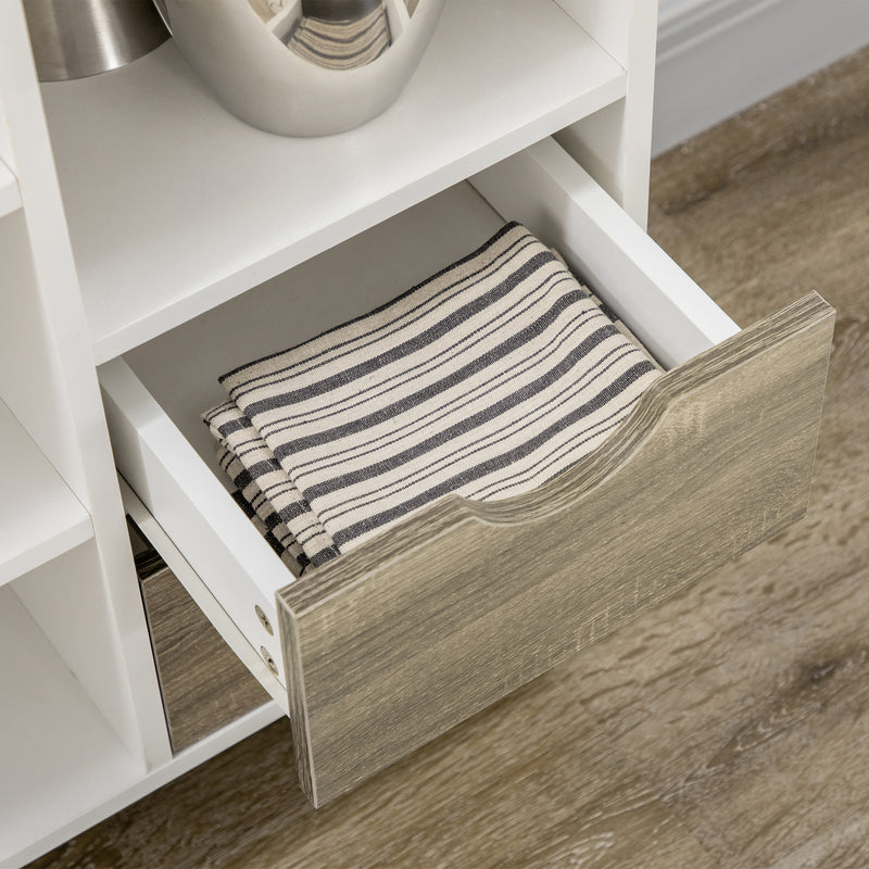 HOMCOM Kitchen Sideboard Storage Cabinet with Removable Wine Holder, Grey