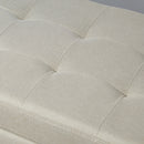 HOMCOM Linen Storage Ottoman Bench Padded w/ Tufting Hinged Lid Wood Frame Beige