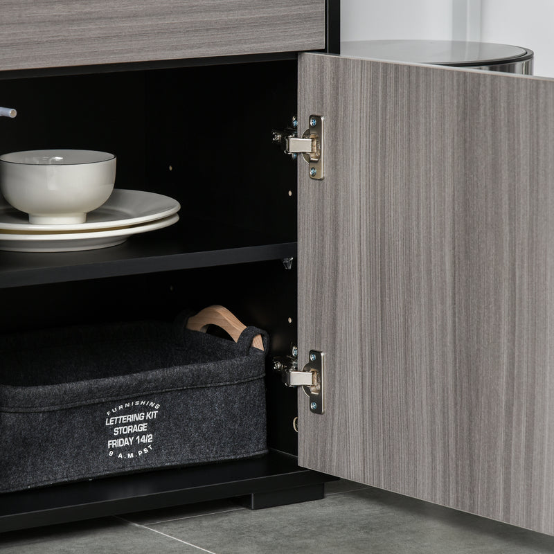 HOMCOM Side Cabinet with 2 Door Cabinet and 2 Drawer for Home Office Grey Black