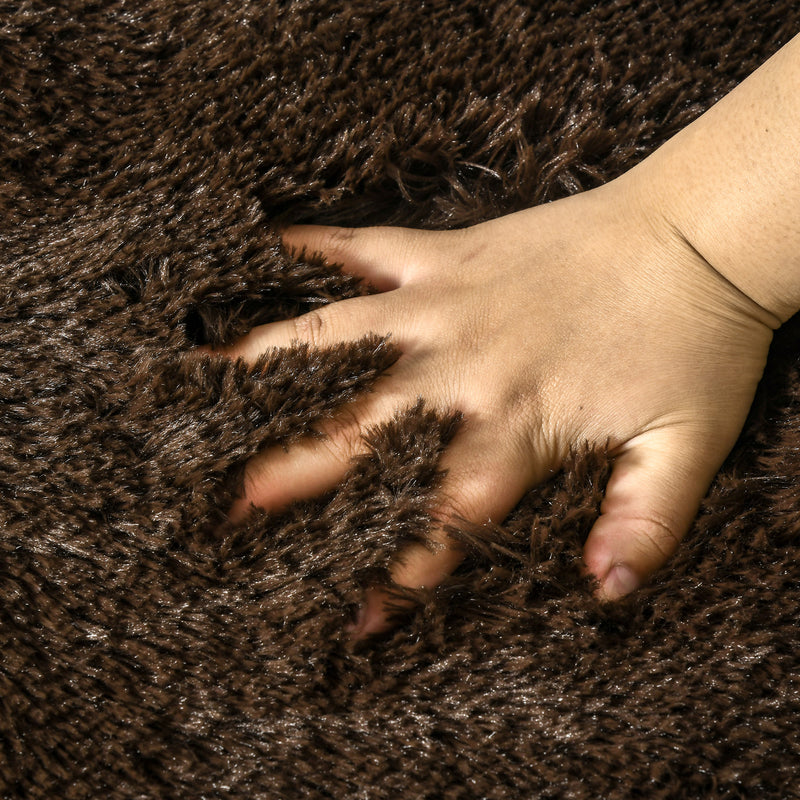 HOMCOM Brown Fluffy Area Rug Shaggy Carpet for Living Room, Bedroom, 120x200cm