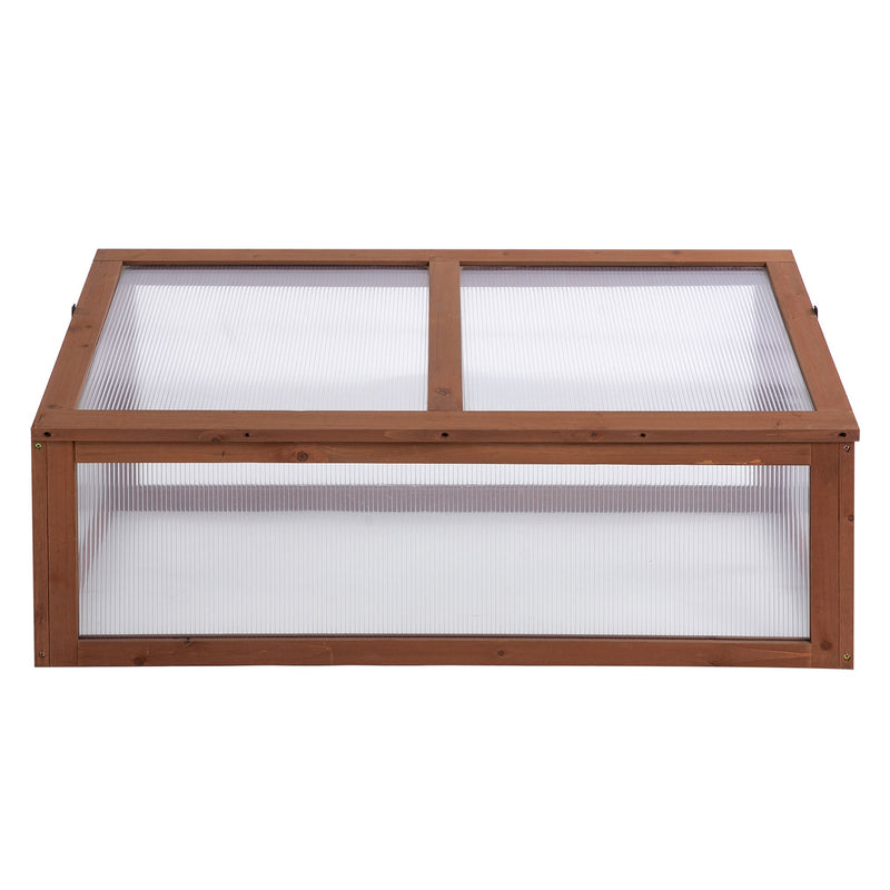 Outsunny Square Wooden Outdoor Greenhouse for Plants PC Board 100 x 65 x 40cm