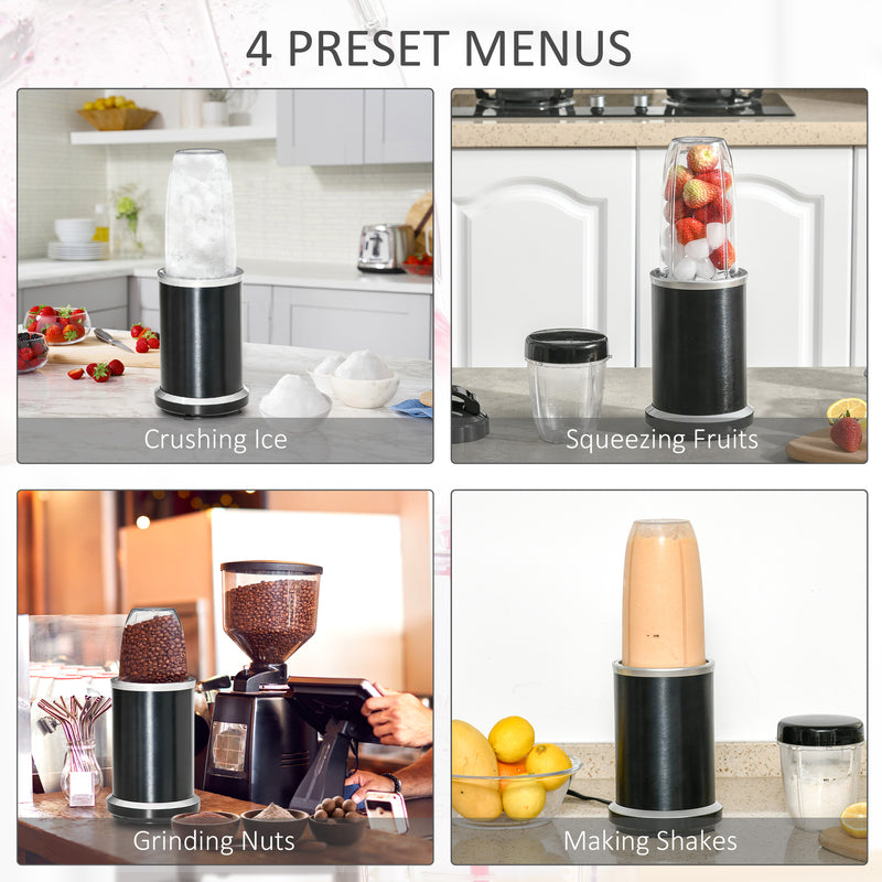 HOMCOM Countertop Blender 1000W Smoothie Maker with 0.7L and 0.35L Mix Cup