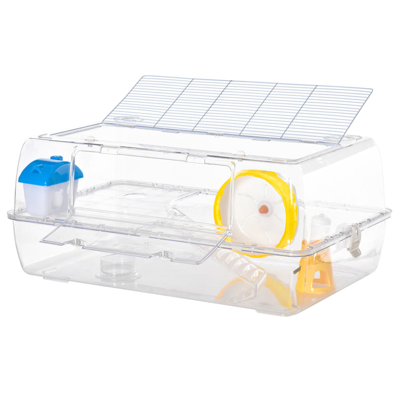 PawHut Portable 2 Storey Hamster Cage W/Running Wheel Drinker Feeding Bowl