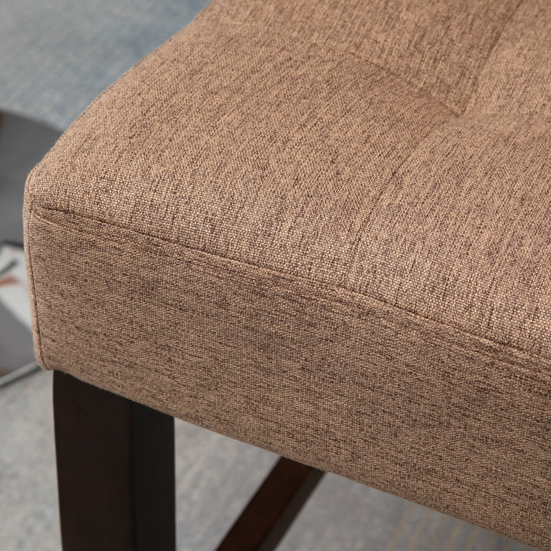 HOMCOM Modern Fabric Bar Stools Set of 2 Bar Chairs with Back Wood Legs Brown