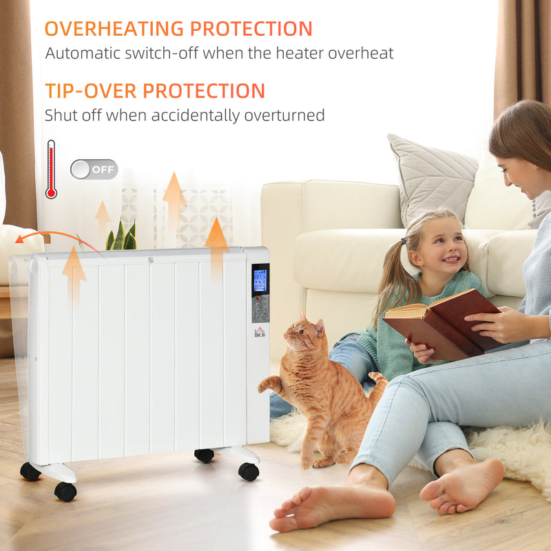 HOMCOM Convector Radiator Panel Space Heater Freestanding / Wall-mounted White