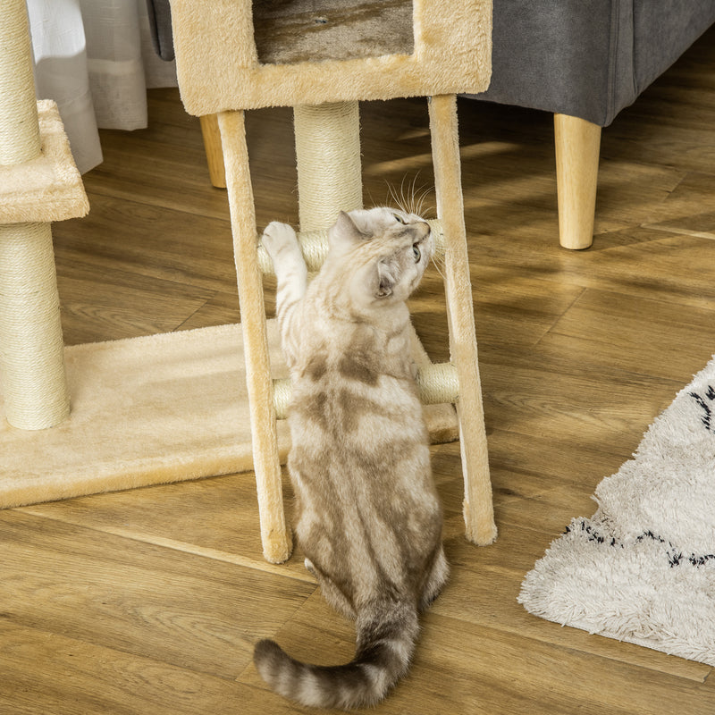 PawHut Cat Tree for Indoor Cats Scratching Post w/ Hammock House Bed Basket