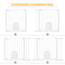 PawHut 75-103 cm Pet Safety Gate Pressure Fit Stair w/ Small Door Double Locking